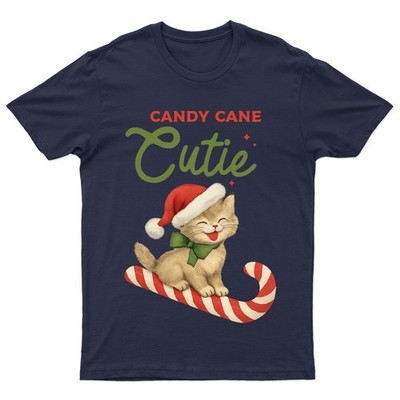 Zuckerstange Cutie Weihnachten Katze Herren T-Shirt Damen Tee Urlaub Grafik Top