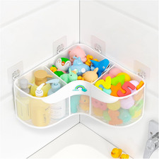 3-Compartment Corner Bath Toy Storage Organizer for Tub - Wide-Opening Mesh Kids
