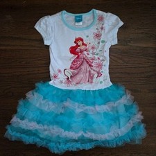 NEW Disney Girls 2/4 Ariel Tutu Tee Dress