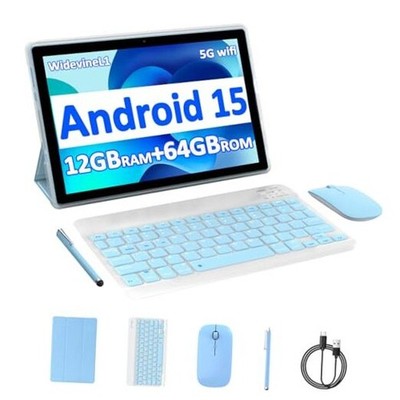 Android 15 Tablet, 10 inch 12GB RAM+64GB ROM+1TB Expandable, 8GB+