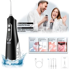 310ML Cordless Water Flosser Dental Oral Irrigator Teeth Cleaner 4 Jet Tips
