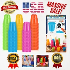 Colorful 100 Pcs 2 oz Disposable Neon Shot Glasses for Unforgettable Parties