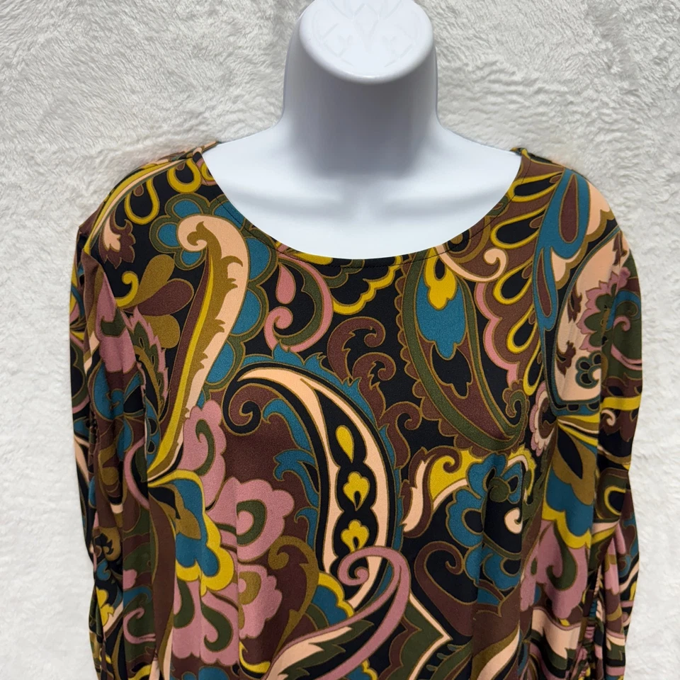 Top túnica Susan Graver cachemira para mujer 1X multicolor ojo de cerradura espalda manga acanalada Foto 2 de 4