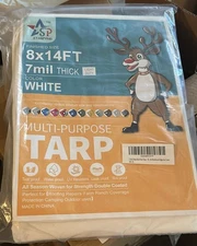STARPYNG-7 Mil White 8X14 Feet Tarp-Multifunctional White Waterproof Tarpaulin-W