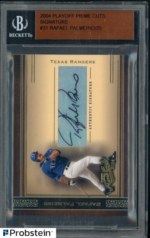 2004 Playoff Prime Cuts #31 Rafael Palmeiro Rangers AUTO /25 BGS SLAB