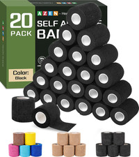 20 Pack Self Adhesive Bandage Wrap Black, Black Athletic Tape, Vet Wrap, Tattoo