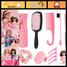 Doll Hair Brush Set with Spray Bottle  Curly Comb - 8 PCS Detangler for Dolls
