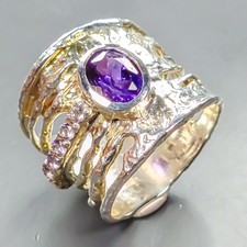 Anillo Vintage Anillo Amatista Natural Plata de Ley 925 Talla 6.25/R445787