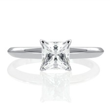 3/4 Carat F/VS2 Certified Lab Created Diamond Engagement Ring Princess Cut 14K W