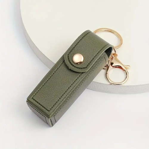 Keyring Key Bag PU Leather Lipstick Bag Keychain Portable Lip Balm Bag - Picture 15 of 18