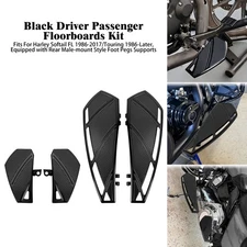 Black Floorboards Foot Pegs Driver Passenger Footboards For Harley Touring 86-25