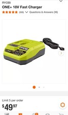 RYOBI PCG004 18V Fast Charger Rapid Charge for All ONE Lithium Batteries