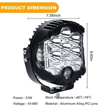 5/7 inch 90W LED Work Light Pods Spot Flood Combo Fog Lamp Offroad Driving Car