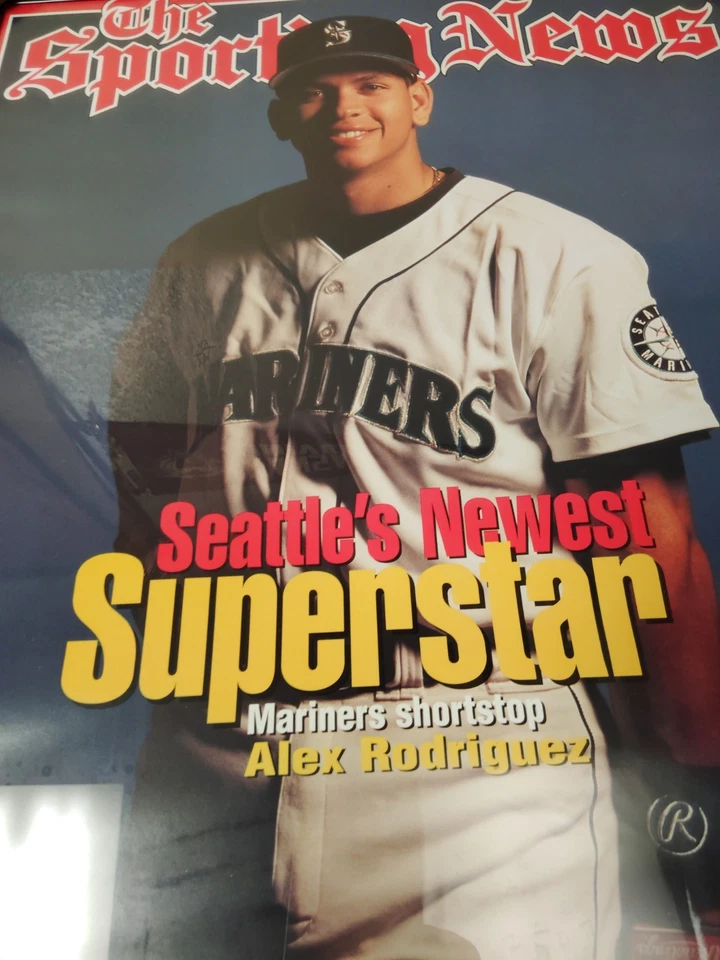 Póster Enmarcado Vintage Años 90 Alex Rodríguez Seattle Mariners The Sporting News RARO Foto 4 de 4