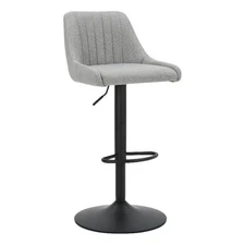 Pemberly Row Fabric and Metal Adjustable Swivel Stool Set of 2 Gray and Black