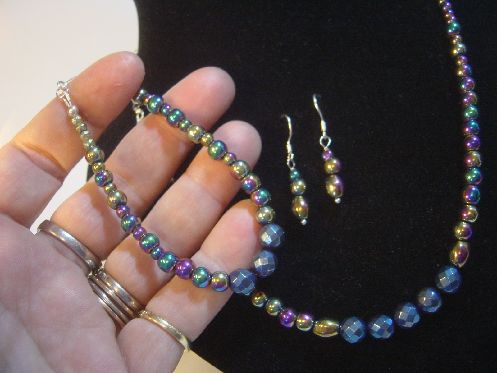 Solid Silver unique Set-Necklace, Bracelet &Earri… - image 4