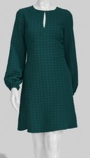 Tommy Hilfiger Women's Green Embossed Houndstooth Knit Round Neck Dress Size 4