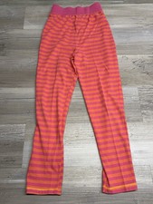 Vintage 90s Little Topsy's Girls Striped Pink Orange Leggings Medium USA Made