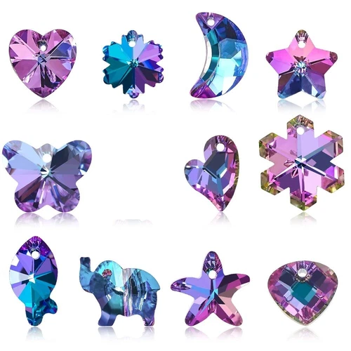 Multi Shape Crystal Charms - AB Color Glass Beads Jewelry Making Pendants 20Pcs - Picture 3 of 65