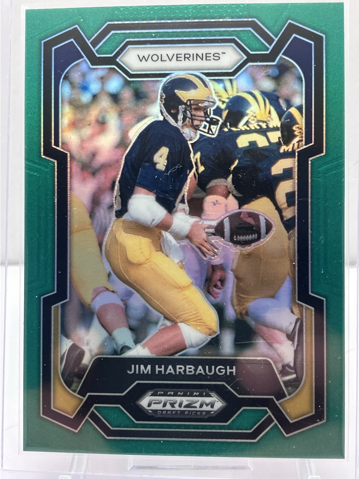 2024 Panini Prizm Draft Picks #50 JIM HARBAUGH GREEN PRIZM - Michigan Wolverines