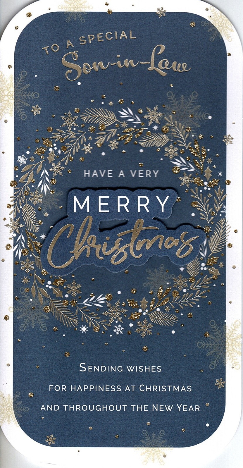 Christmas Card To A Special Son-in-Law Merry Christmas Gold Foil Wreath