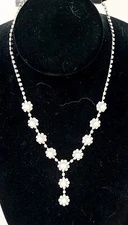 Charming Charlie RSVP Necklace/Earring Set Faux Pearls & Clear Crystals J11-1216