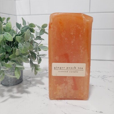 🌻Pier Imports Triangle Pillar Candle 4inx8 'Ginger Peach Tea' Sealed  Vintage