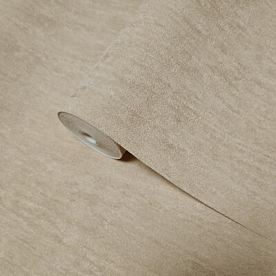 Embossed ash Tan plain faux concrete plaster textured contemporary wallpaper 3D