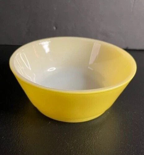 Vintage Anchor Hocking Fire King Lemon Yellow 5" Bowl - Made in USA - RETRO
