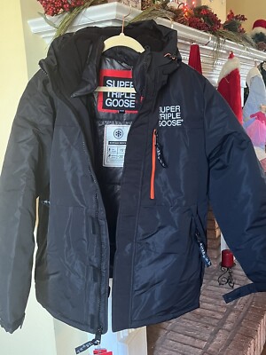 $260 Winter Coat Men's Med Super Triple Goose Vegan Hood Black
