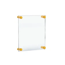 Azar Displays Floating Acrylic Wall Frame with Gold Stand Off Caps: 8.5" x...
