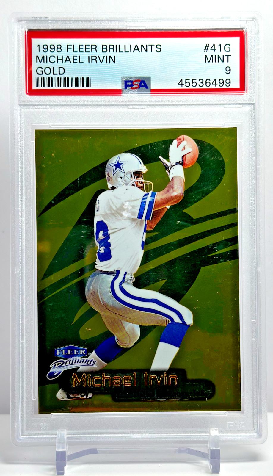 1998 Fleer Brilliants Gold #'d /99 Michael Irvin Dallas Cowboys No. 41G PSA 9