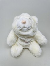 VTG Kinder Gund SNUFFLES Plush White Bear w/ Rattle Blue Baby Pink Flowers GUC