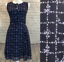 ERIN erin fetherston Navy Molly Floral Windowpane Dress Size 0