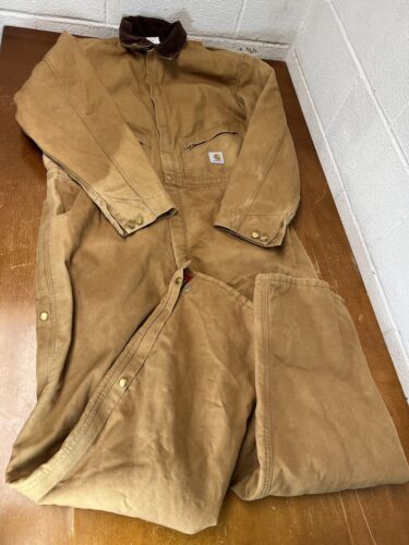 Vintage Carhartt Coveralls Mens 50 Brown Insulate… - image 1