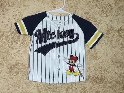 DISNEY Mickey Mouse BASEBALL JERSEY Striped Size 9 Months | eBay