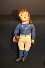Vintage Celluloid Football Player Doll - Body filled w/ Straw - Blue White
