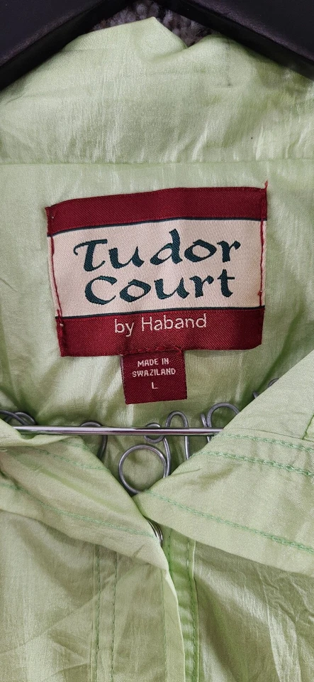 Винтажная зеленая нейлоновая куртка Tudor Court от Haband с застежкой спереди женская размер L - Изображение 2 из 4
