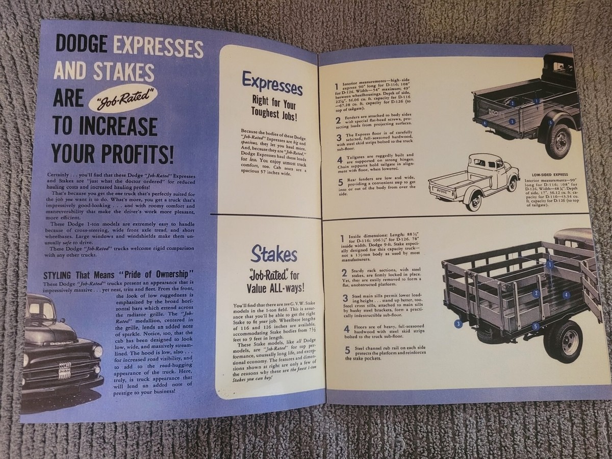 1950-53 Dodge Pickup Truck D Model 1 Ton Sales Brochure - QUALITY 