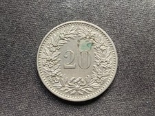 SWITZERLAND HELVETICA CONFEDERATIO 1974 LIBERTAS 20 RAPPEN WREATH COIN - FAIR