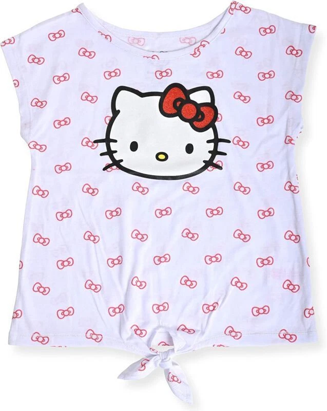 Conjunto de camiseta y corto de moda de 2 piezas de Hello Kitty para niñas talla 3T 4T 5/6 6X 7 8/10 12 Foto 2 de 3