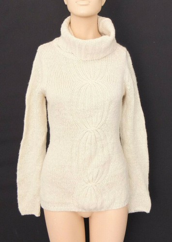 Roll Neck Knitted Jumper S TOP Cream 
