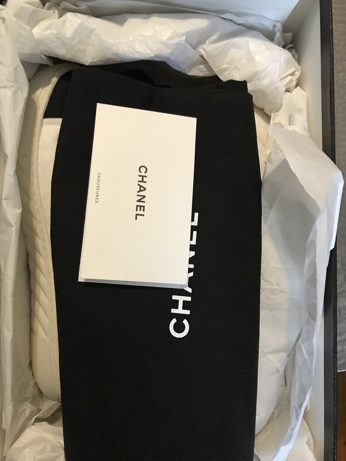 Size 7.5 - Chanel Sneaker White Black W image 2
