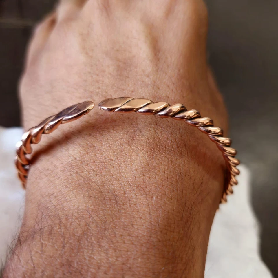 Pure Copper Tensor Ring Bangle Bracelet Copper round cuff adjustable bangle - Image 4 of 4