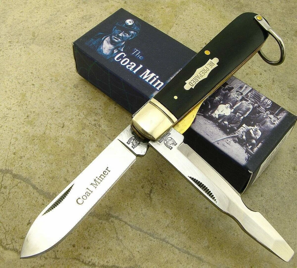 Rough Rider Pocket Knife Coal Miner Series Electricians Folding Buffalo Horn 440 - Image 2 of 3