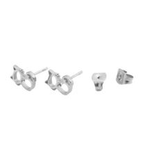 Cat Earrings Stainless Steel 304 Silver 10mm Kitty Pierced Stud Post + Backs