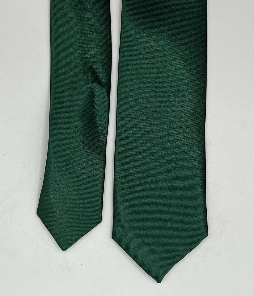 "Lote de 2 corbatas ajustadas Dan Smith para hombre de microfibra satinada azul marino verde esmeralda 58 x 2""" Foto 3 de 4