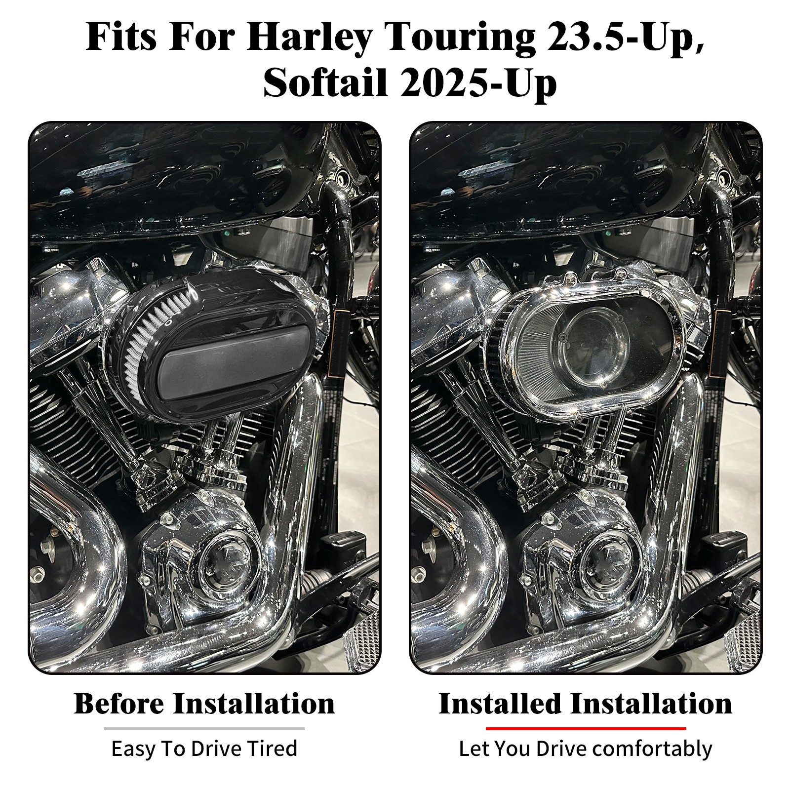 Chrome Transparent Air Cleaner Filter For Harley 24-2025 Touring Road King Glide