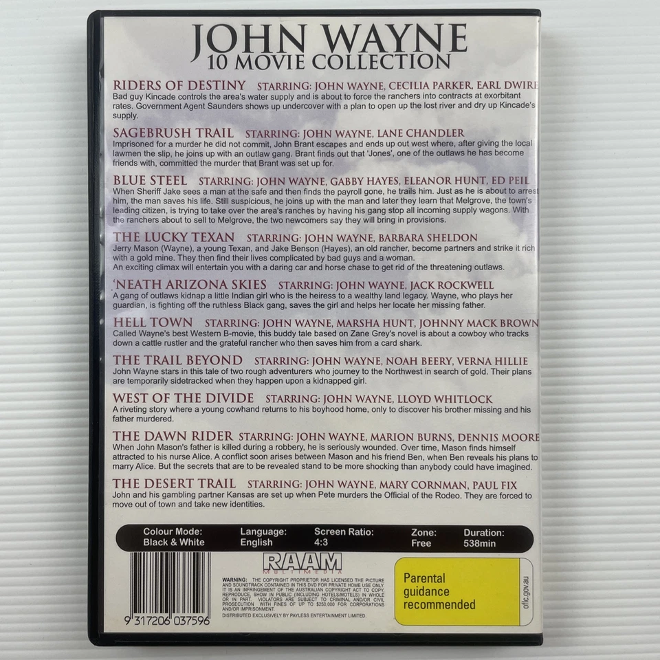 John Wayne | 10 Movie Collection DVD Western Classic Films, Region All - image 2 of 2