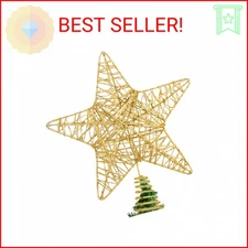 DERAYEE Christmas Tree Star Topper Decoration, Glittered Treetop Christmas Tree 